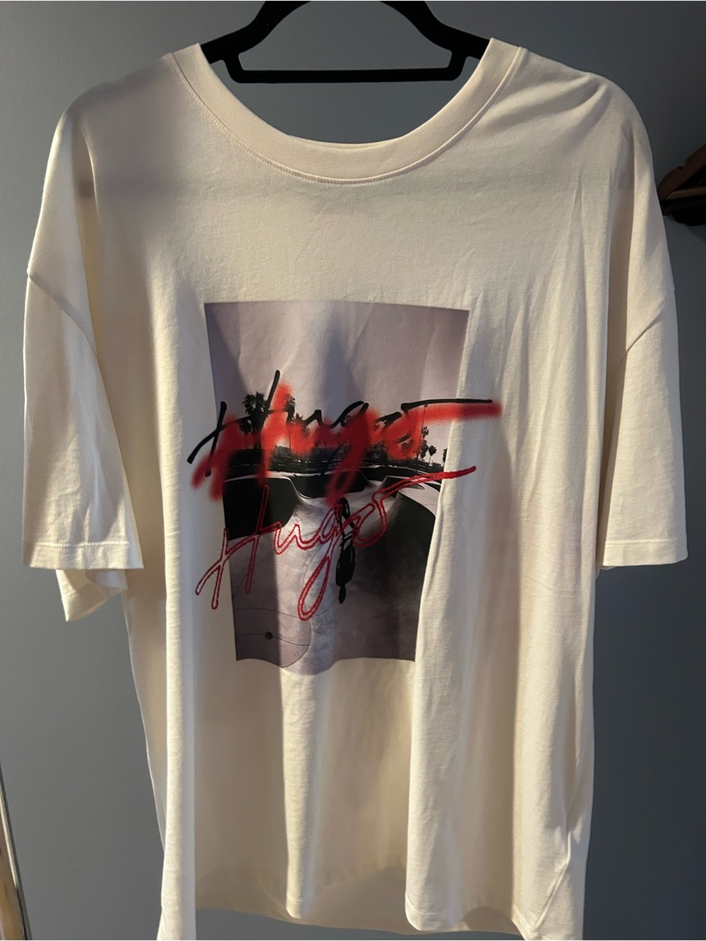HUGO Cream Tee with Black & Red Tags